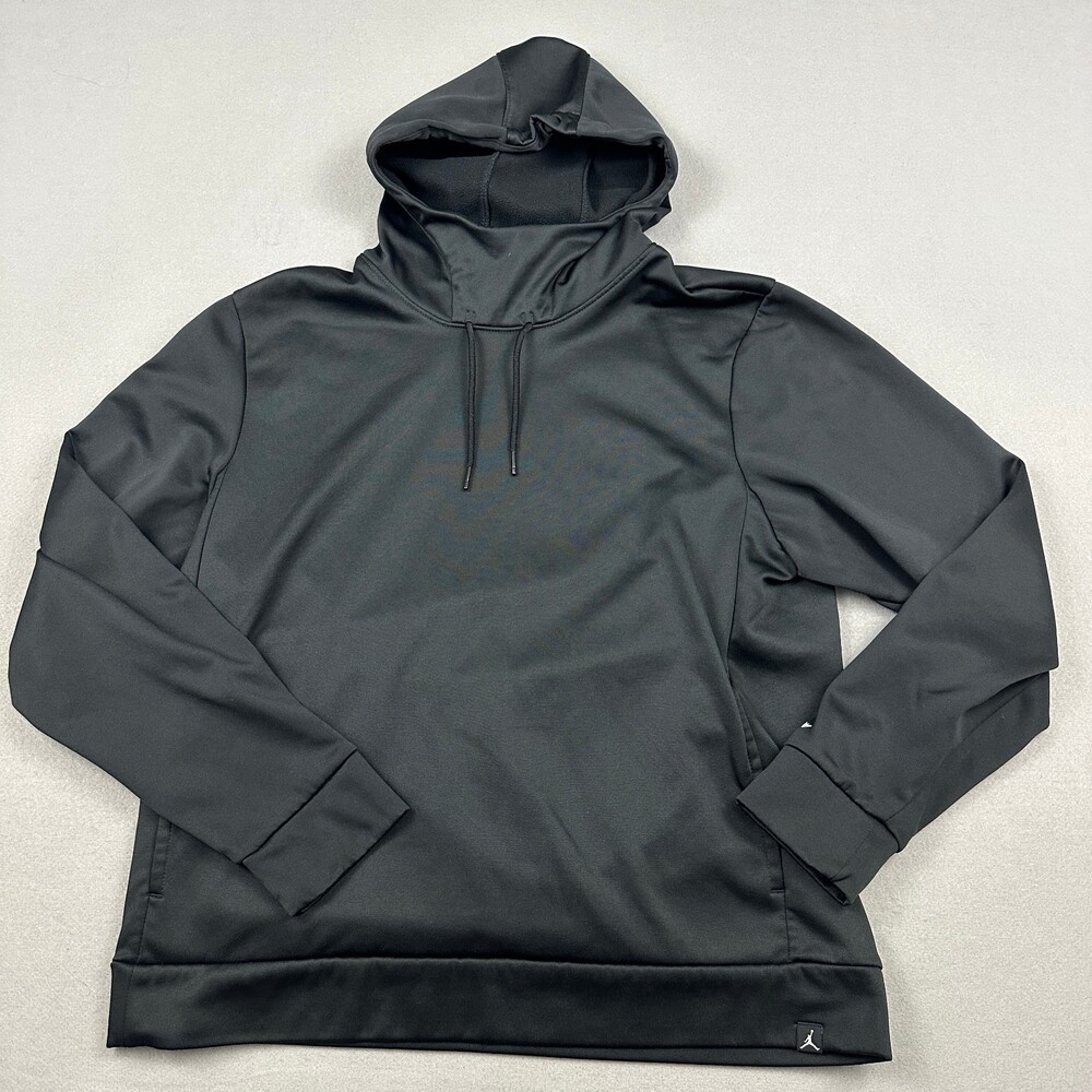 Jordan Hoodie Men Large Black Therma Fit Fleece Pullover Sweatshirt Jumpman L